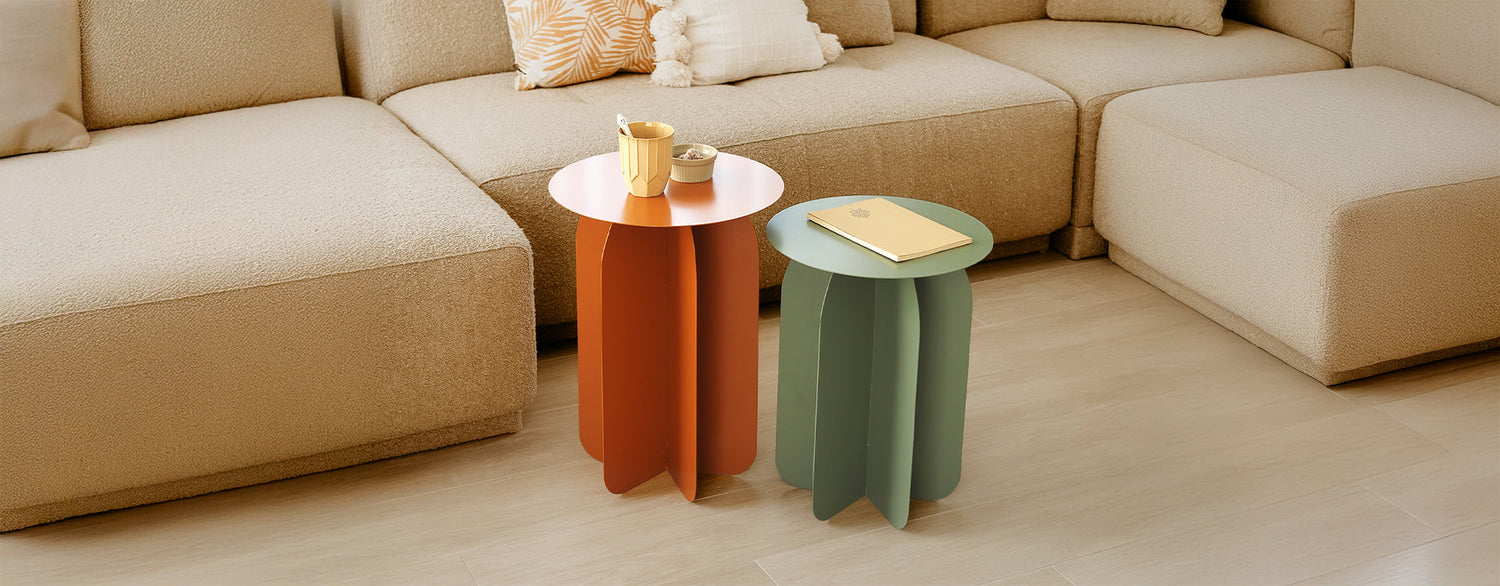 modern living room styled with designer side table